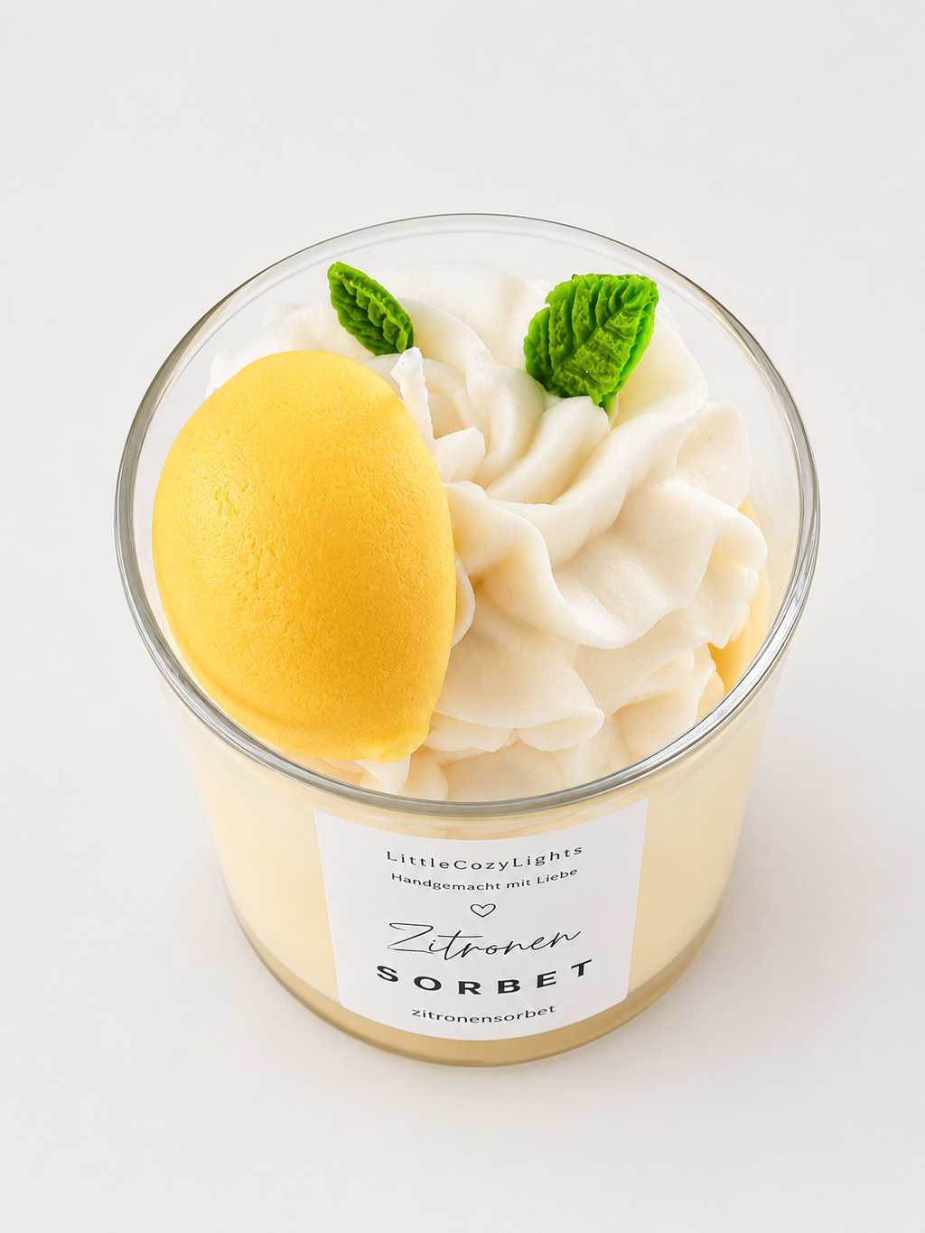 Zitronensorbetkerze, Duftkerze Sommergeschenk im Glas
