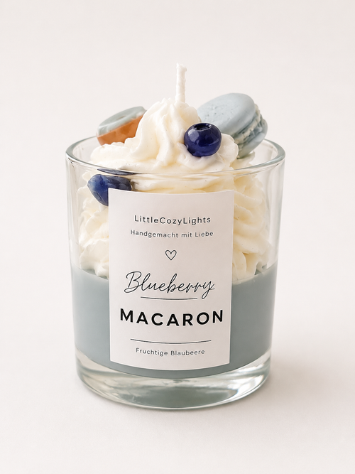 Blueberry Macaron Dessert-Kerze