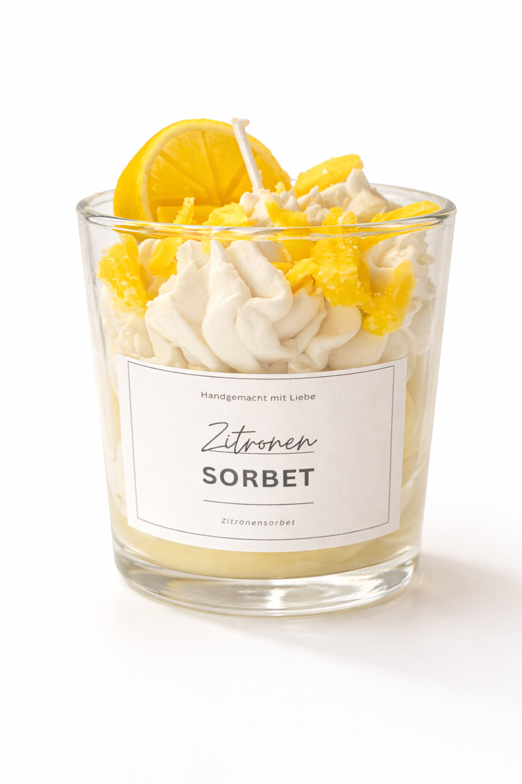 Zitronensorbetkerze, Duftkerze Sommergeschenk im Glas