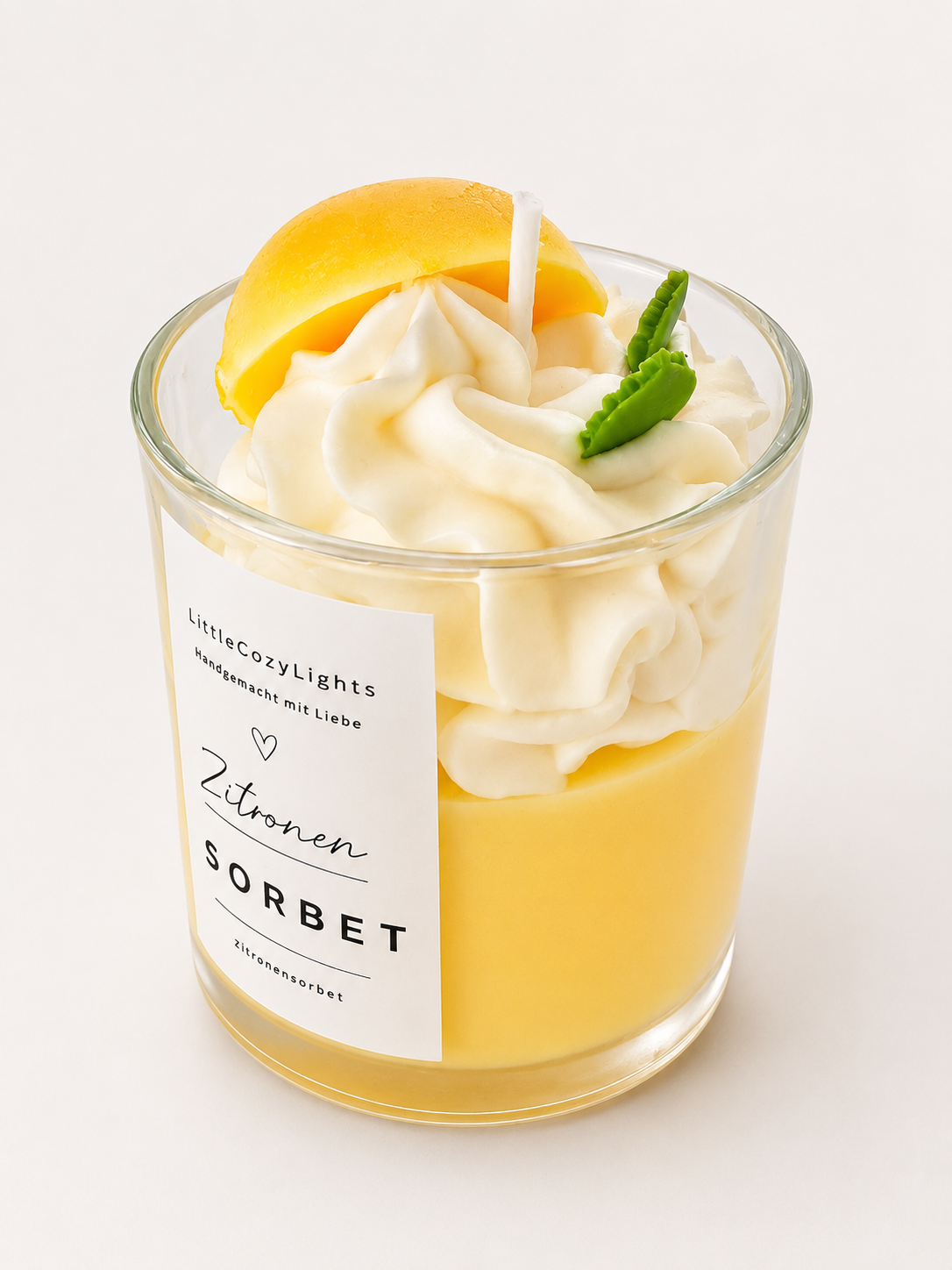 Zitronensorbetkerze, Duftkerze Sommergeschenk im Glas