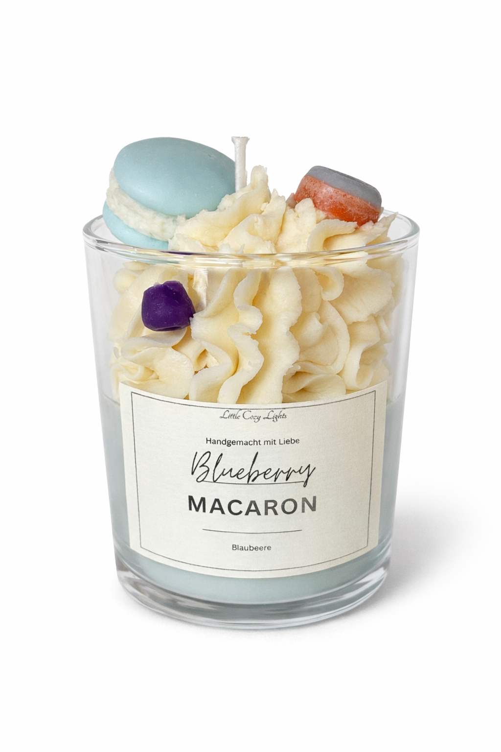 Blueberry Macaron Dessert-Kerze