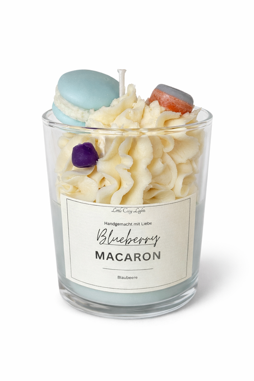 Blueberry Macaron Dessert-Kerze