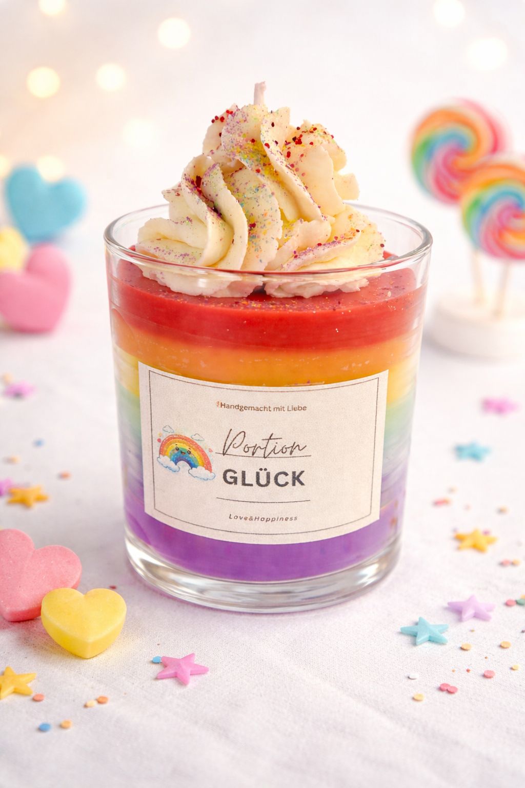 Portion Glück Regenbogen-Duftkerze