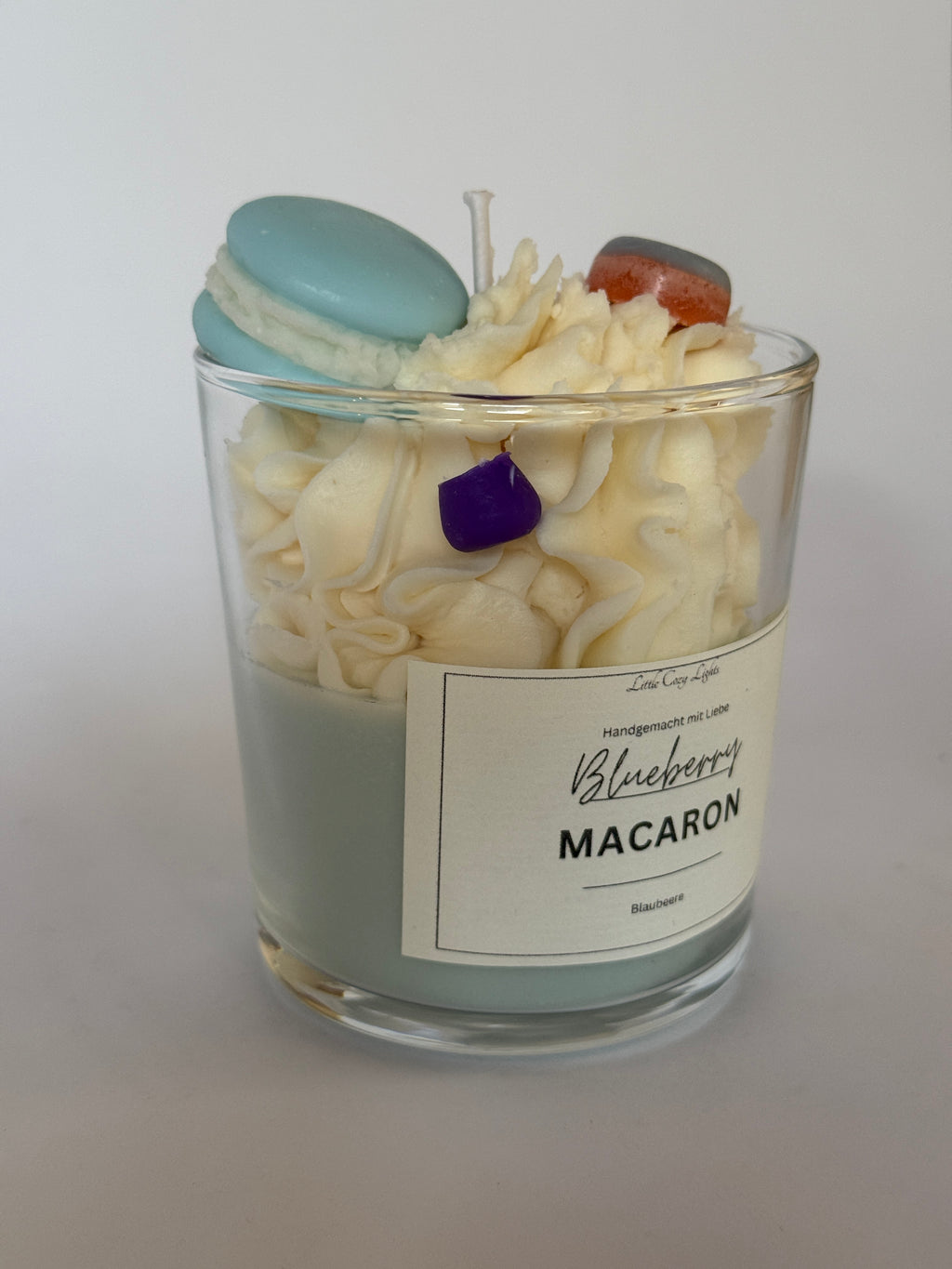 Blueberry Macaron Dessert-Kerze