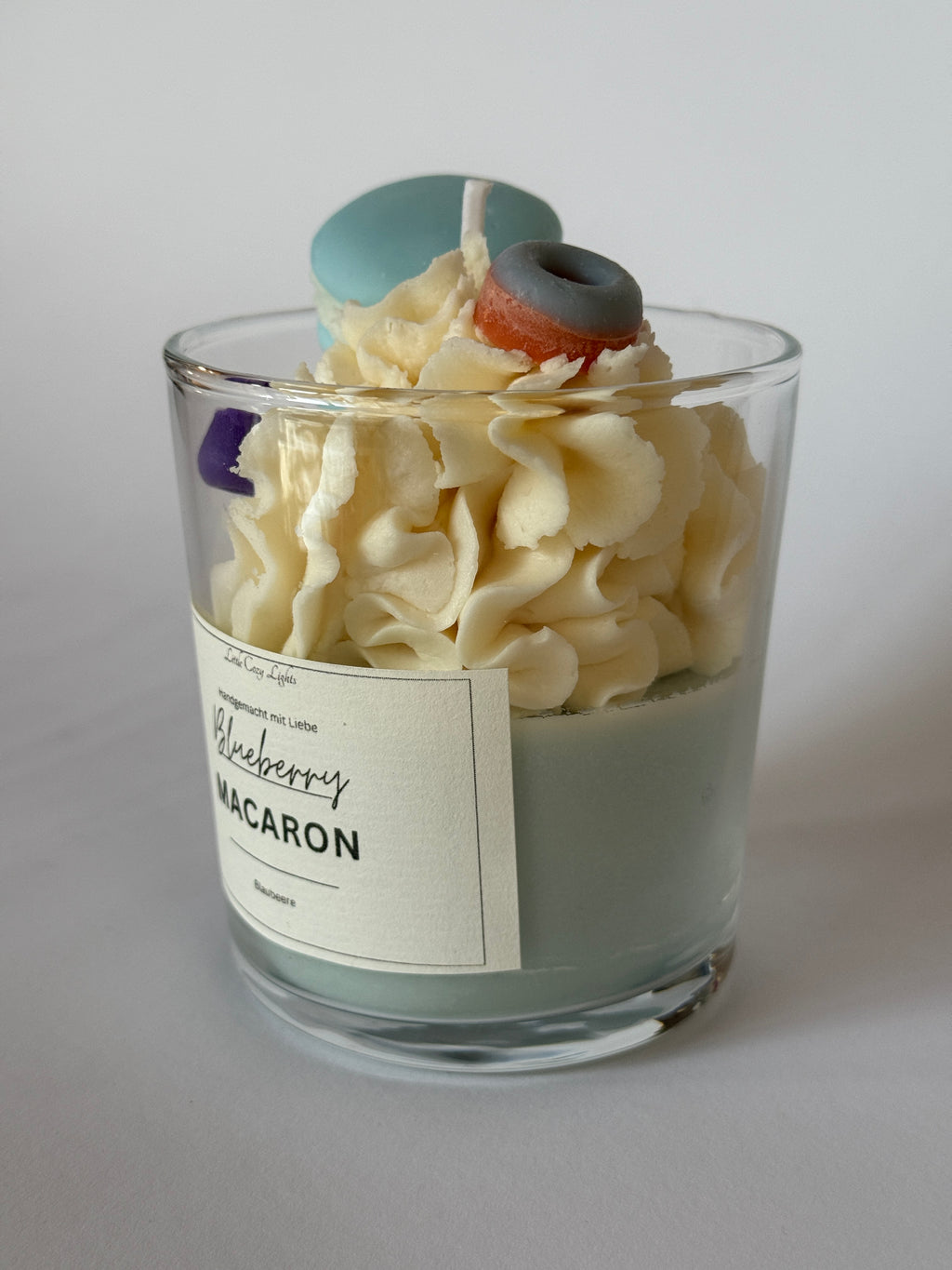 Blueberry Macaron Dessert-Kerze